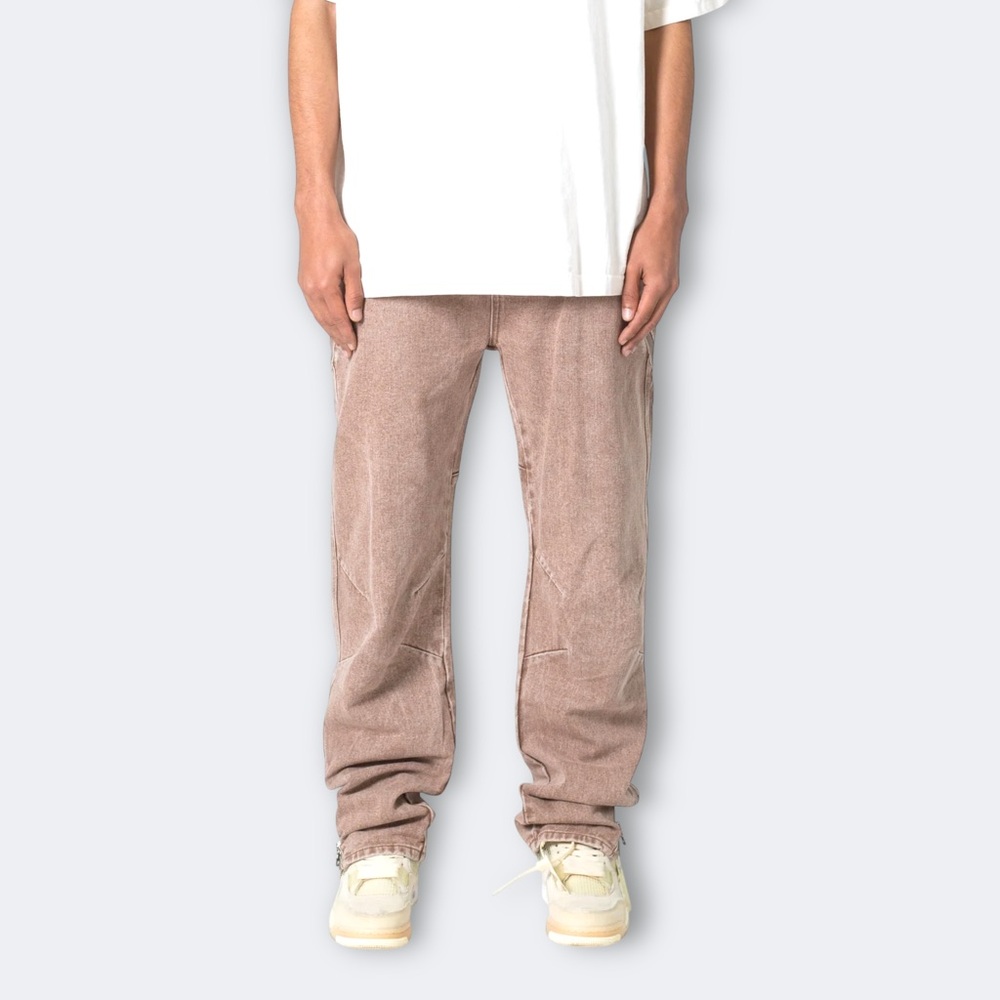 mnml NWOTs Baggy Zipper Denim Pants - Brown | V628 | Size 34